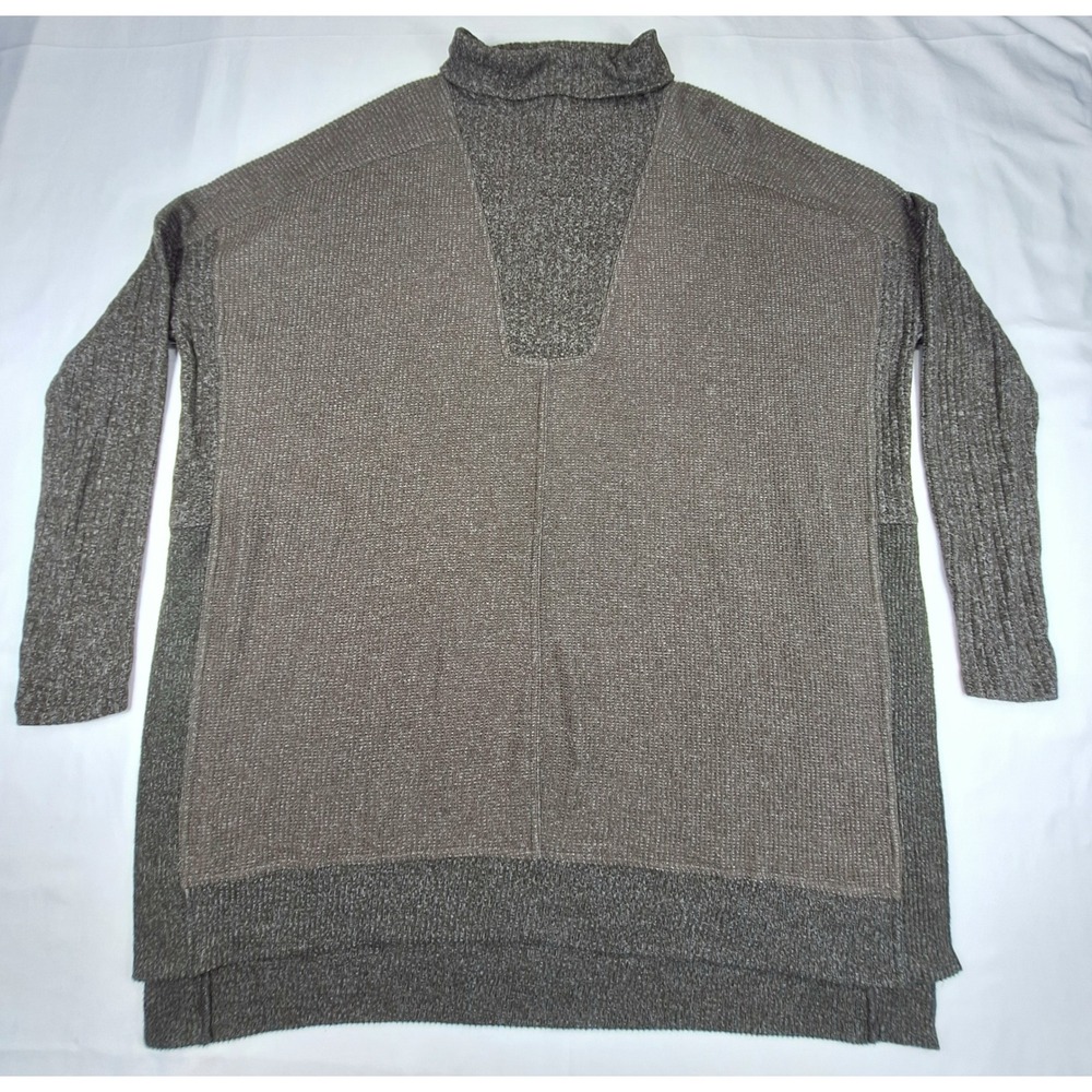 Daily Practice Anthropologie Women Brown Mixed Knit Oversized Mock Neck Tunic L